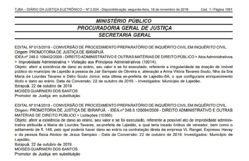 Ex prefeita de Lajedão e candidata a vice-prefeita pode ter registro de candidatura cassado por falsificação de documento