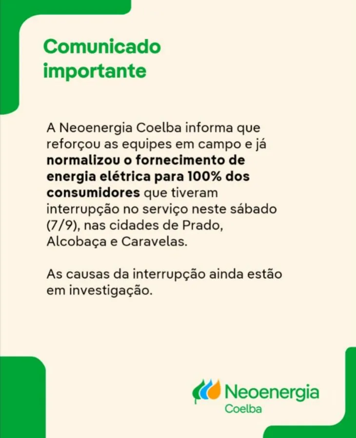 Empresários relatam prejuízos após apagão de 17 horas na cidade do Prado durante feriado