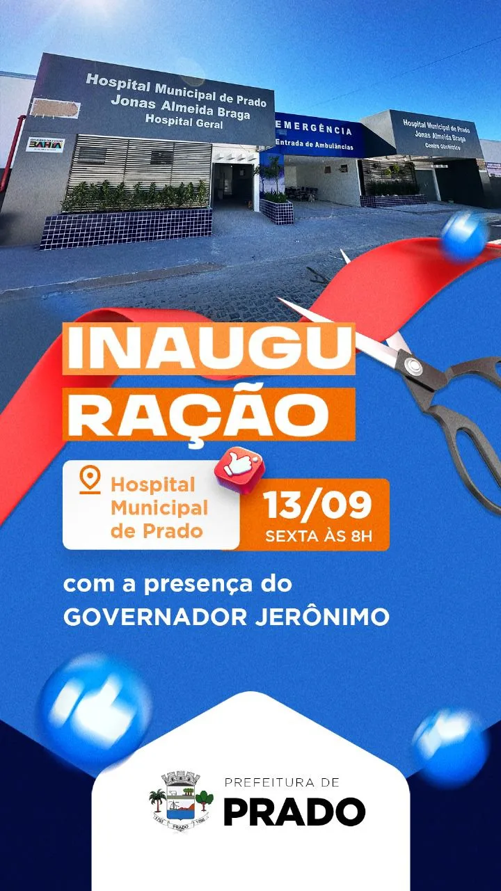  Hospital Municipal do Prado será inaugurado pelo governador Jerônimo Rodrigues na próxima sexta-feira (13)