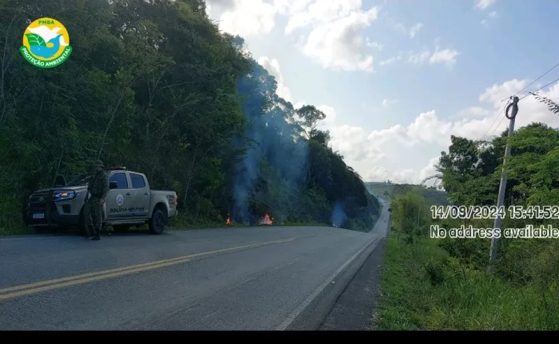 CIPPA/PS flagra homem incendiando vegetação às margens da BA-001, em Porto Seguro