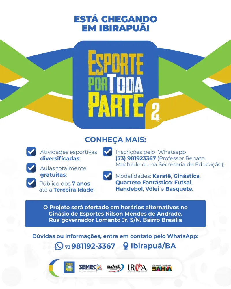 Esporte por Toda Parte em Ibirapuã: Inscrições abertas para atividades esportivas gratuitas!