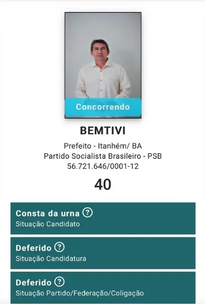 Justiça decide - Bemtivi é candidato a prefeito em Itanhém apto a concorrer as eleições 