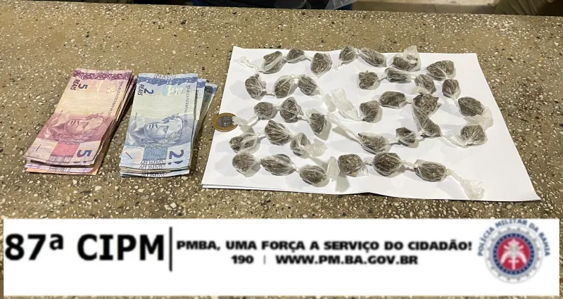 PM apreende adolescente de 15 anos em Teixeira de Freitas com papelotes de maconha