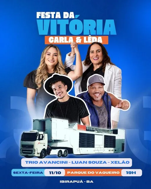  É festa da vitória em Ibirapuã! Carla e Lêda convidam para grande celebração com atrações imperdíveis