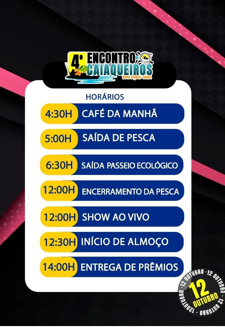 4º Encontro de Caiaqueiros acontece em Nova Viçosa neste sábado, 12 de outubro