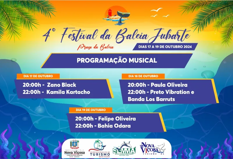 4º Festival da Baleia Jubarte agita Nova Viçosa com música, cultura e conscientização ambiental