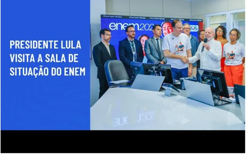 “Educação é símbolo de independência”, afirma Lula em visita à Sala de Situação do Enem 2024