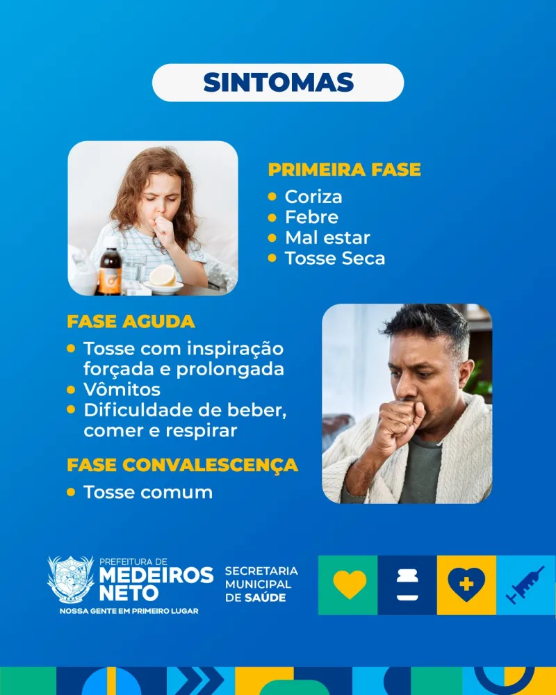 Prefeitura de Medeiros Neto alerta população sobre sintomas da Coqueluche