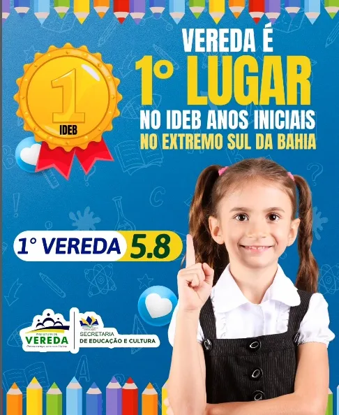 Educação de excelência: Vereda conquista o 1º Lugar no IDEB no Extremo Sul da Bahia