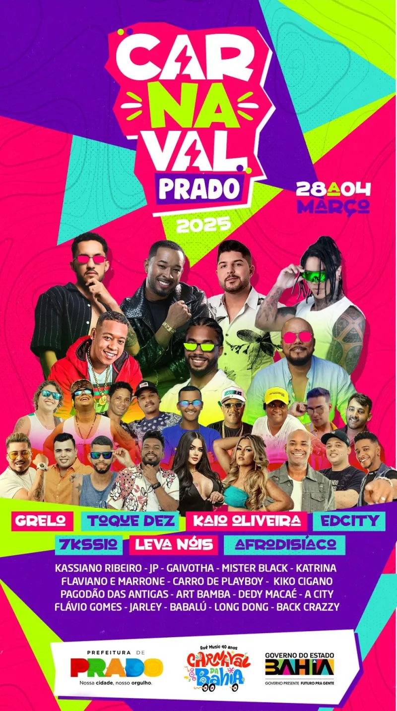 De Grelo a Leva Nóis: Confira a programação completa do Carnaval do Prado 2025