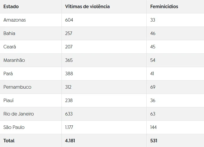 A cada 17 horas, ao menos uma mulher foi vítima de feminicídio em 2024