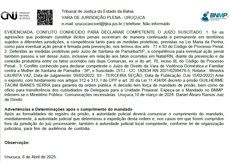 Ex-candidato a prefeito de Itacaré (UB) tem prisão decretada após descumprimento de medida protetiva da própria mãe