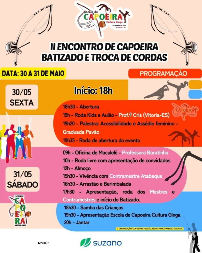 Caravelas recebe encontro de capoeira com mestres de vários estados neste fim de semana