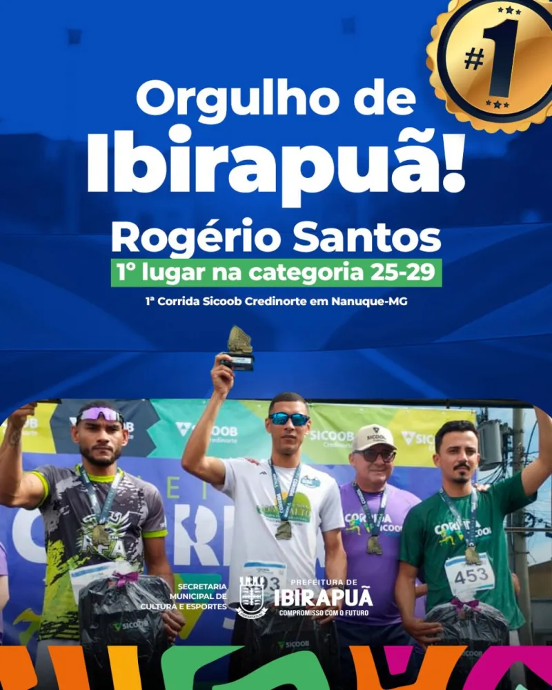 Atleta de Ibirapuã conquista ouro em corrida regional e eleva nome do município no esporte