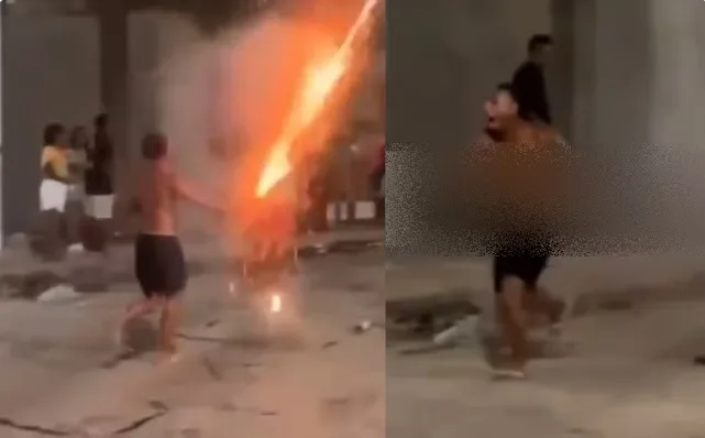 Jovem perde polegar após explosão durante 