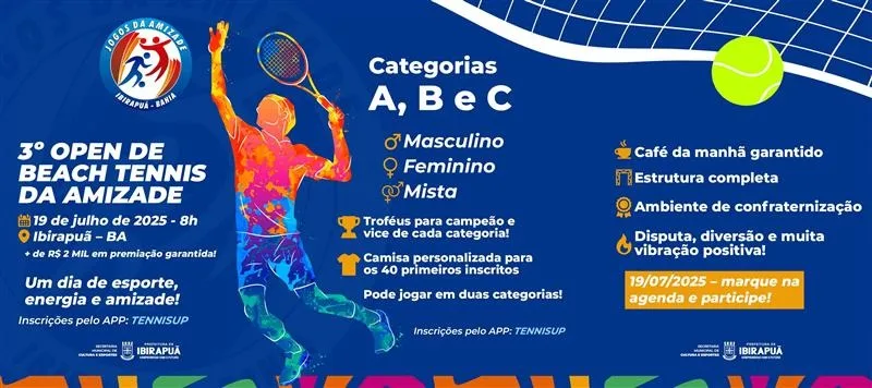 Últimos dias para se inscrever no Open de Beach Tennis da Amizade em Ibirapuã