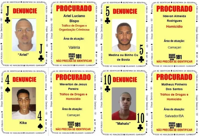 Disque Denúncia da SSP atualiza Baralho do Crime com quatro novas cartas