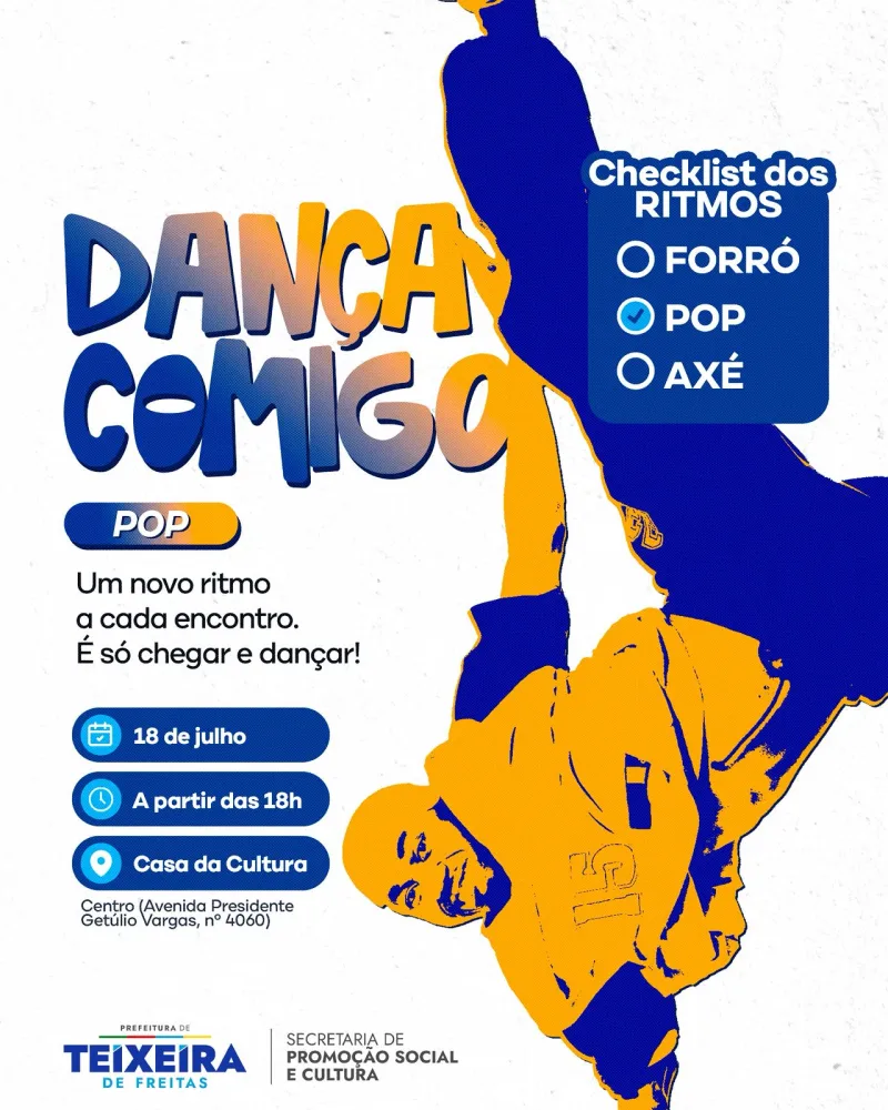 Dança Comigo convida população para noite de muito POP e diversão na Casa da Cultura