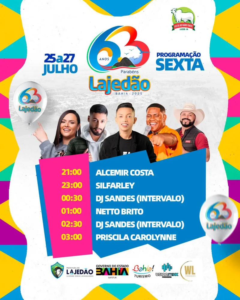 Festa do Gado Forte começa nesta sexta-feira (25) e celebra os 63 anos de Lajedão com grandes atrações