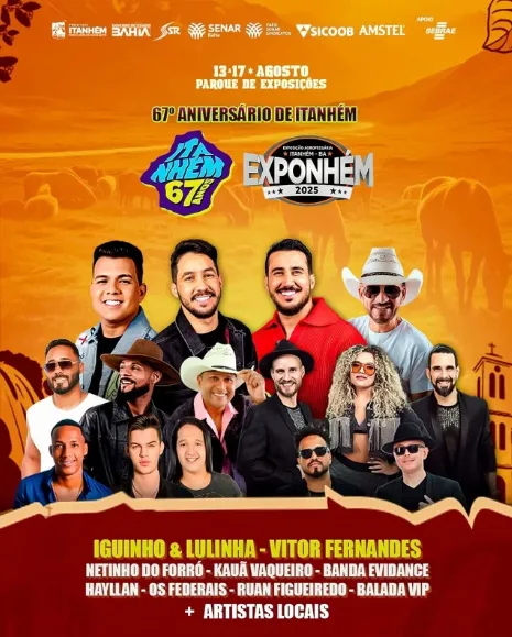 Itanhém se prepara para a maior festa do ano: Exponhém 2025 celebra os 67 anos da cidade com atrações nacionais e cultura local