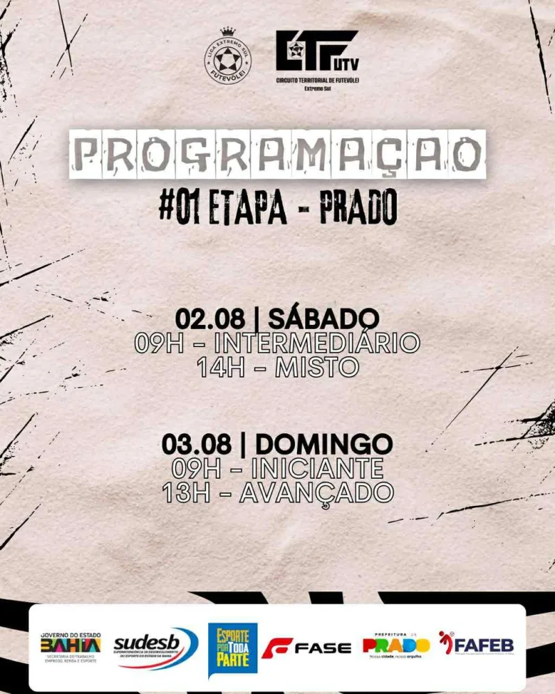 Prado dá a largada na Primeira Temporada 2025 da Liga Extremo Sul de Futevôlei com grande evento na orla