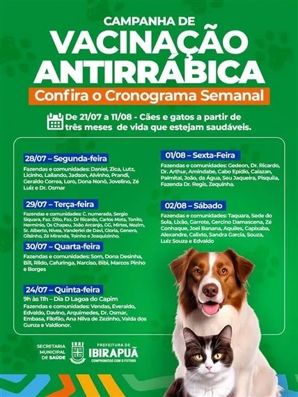 Prefeitura de Ibirapuã intensifica Campanha de Vacinação Antirrábica 2025 na zona rural