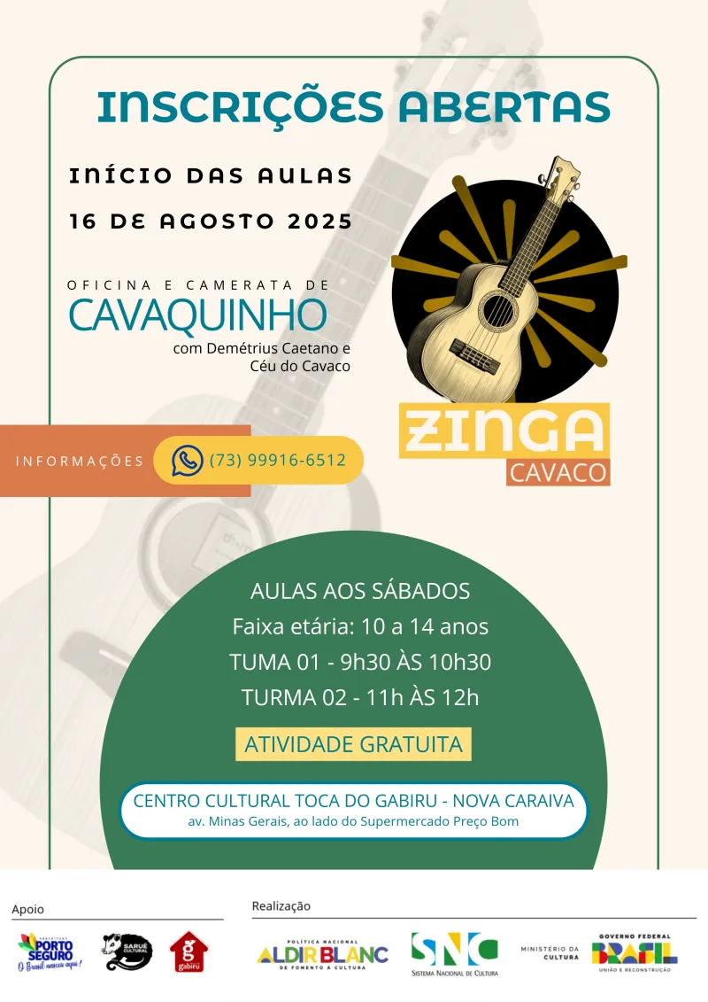 Projeto cultural oferece aulas gratuitas de cavaquinho para jovens de Caraíva