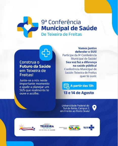 Teixeira de Freitas realiza 9ª Conferência Municipal de Saúde nos dias 13 e 14 de agosto