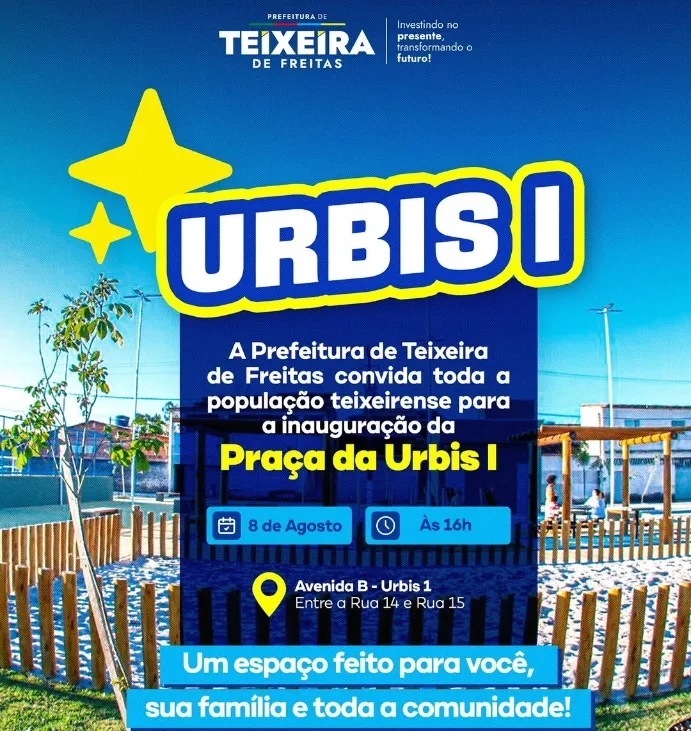 Novo espaço de lazer é entregue à população: Praça da Urbis I será inaugurada nesta sexta-feira (8)