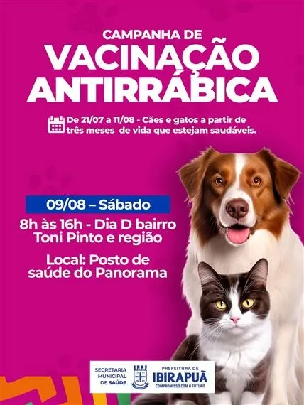 Prefeitura de Ibirapuã intensifica campanha de vacinação antirrábica com Dia D neste sábado