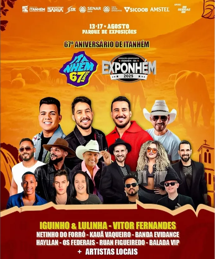 Festa de 67 anos de Itanhem promete agitar o final de semana com grandes shows