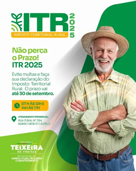 Produtores rurais têm até 30 de setembro para entregar a Declaração do ITR 2025