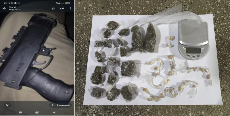 Polícia Militar apreende drogas e um simulacro de arma de fogo em Teixeira de Freitas; um suspeito foi preso