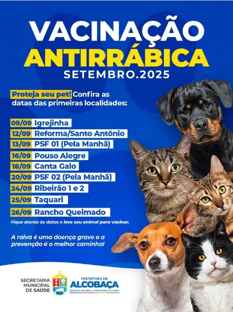 Prefeitura de Alcobaça inicia campanha de vacinação antirrábica 2025