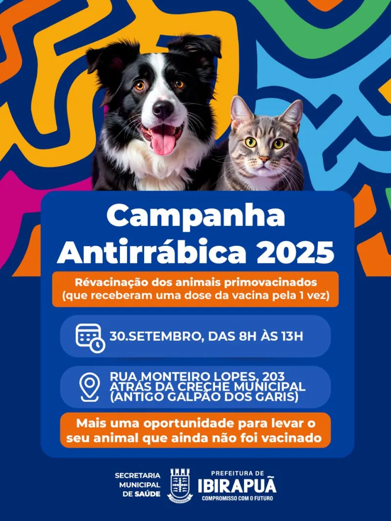 Ibirapuã realiza Campanha Antirrábica 2025 neste dia 30