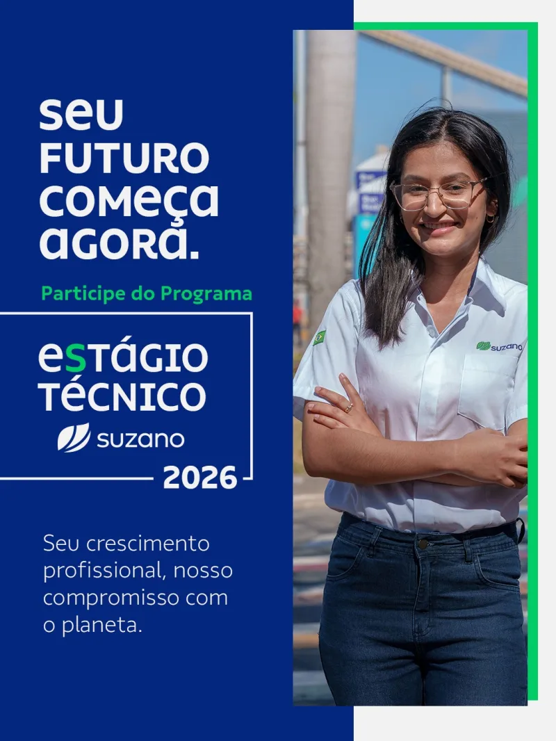Suzano abre inscrições para o Programa de Estágio Técnico 2026
