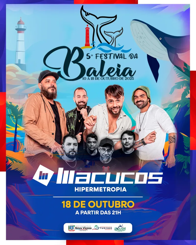 Nova Viçosa em festa: 5º Festival da Baleia promove imersão em cultura, gastronomia e arte até 18 de outubro Nova Viçosa em festa: 5º Festival da Baleia promove imersão em cultura, gastronomia e arte até 18 de outubro