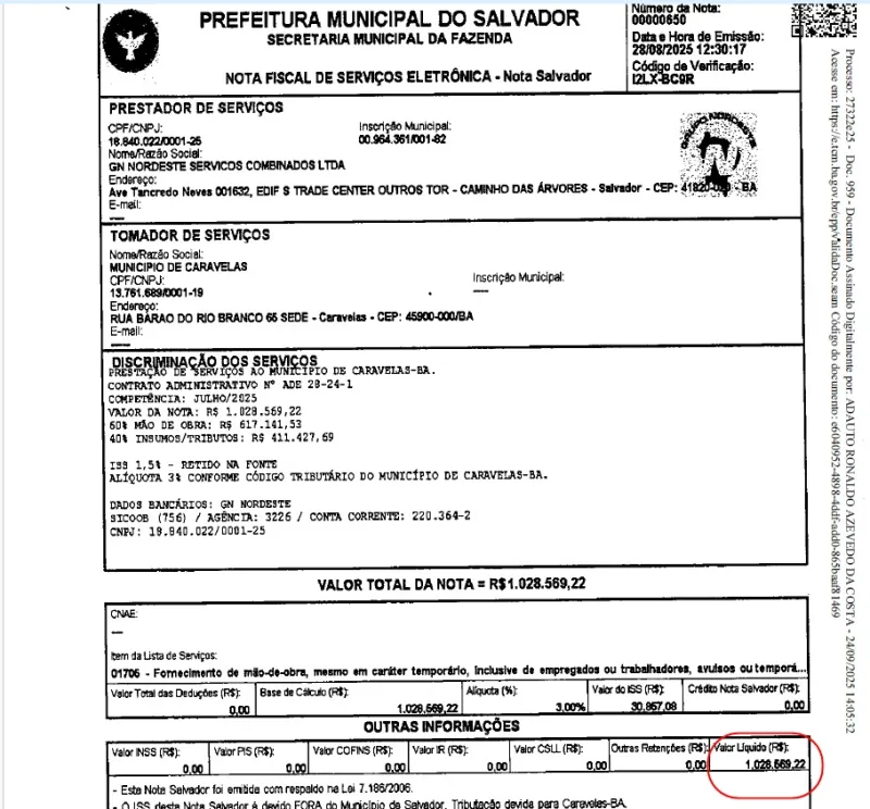 Empresa de Salvador contratada por 26 milhões pela prefeitura de Caravelas é denunciada de não repassar INSS dos contratados Empresa de Salvador contratada por 26 milhões pela prefeitura de Caravelas é denunciada de não repassar INSS dos contratados