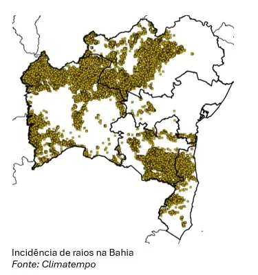 Bahia é atingida por mais de 73 mil raios em 48 horas Bahia é atingida por mais de 73 mil raios em 48 horas