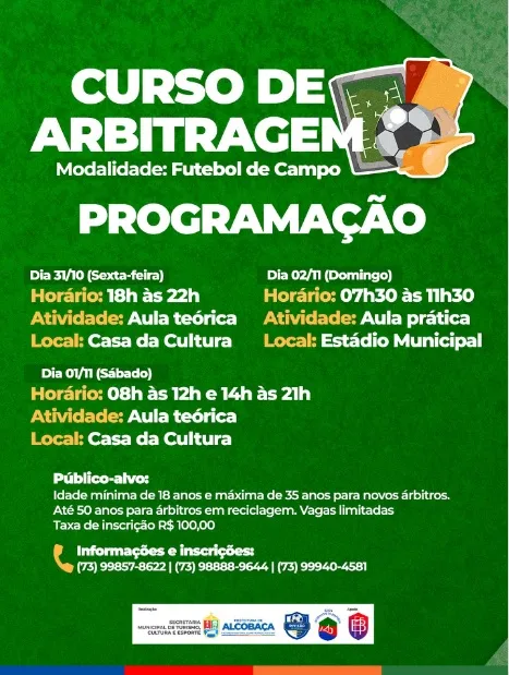 Prefeitura de Alcobaça promove curso para novos árbitros e reciclagem profissional