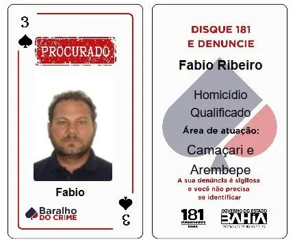 Três novos procurados entram para o Baralho do Crime da SSP