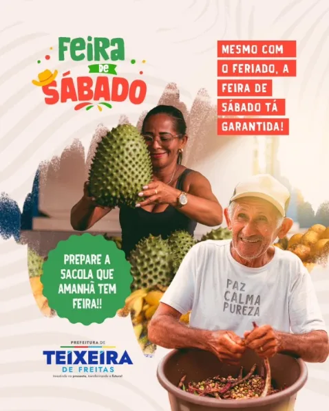 Feira de sábado em Teixeira de Freitas acontece normalmente mesmo com o feriado