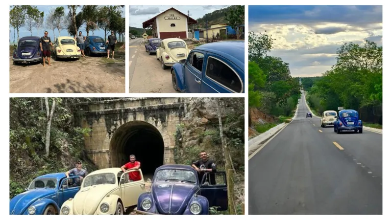 Três Fuscas percorrem a histórica rota da Estrada de Ferro Bahia-Minas