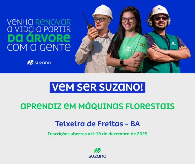 Suzano abre vaga para Aprendiz em Operações Florestais Suzano abre vaga para Aprendiz em Operações Florestais