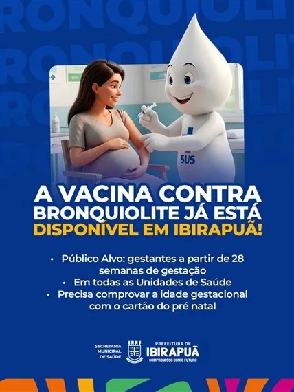 Gestantes de Ibirapuã já podem se vacinar contra o Vírus Sincicial Respiratório (VSR) Gestantes de Ibirapuã já podem se vacinar contra o Vírus Sincicial Respiratório (VSR)
