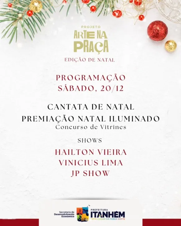 Começa hoje: Arte na Praça promete encantar famílias em Itanhém