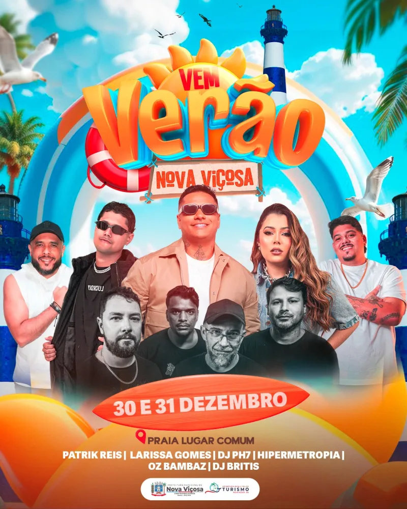 Vem Verão em Nova Viçosa promete agitar a Praia do Lugar Comum na virada do ano