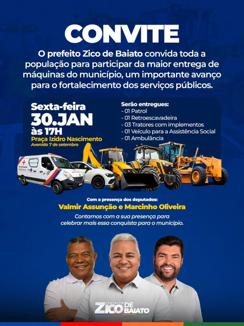 Alcobaça realiza a maior entrega de máquinas e veículos da história do município