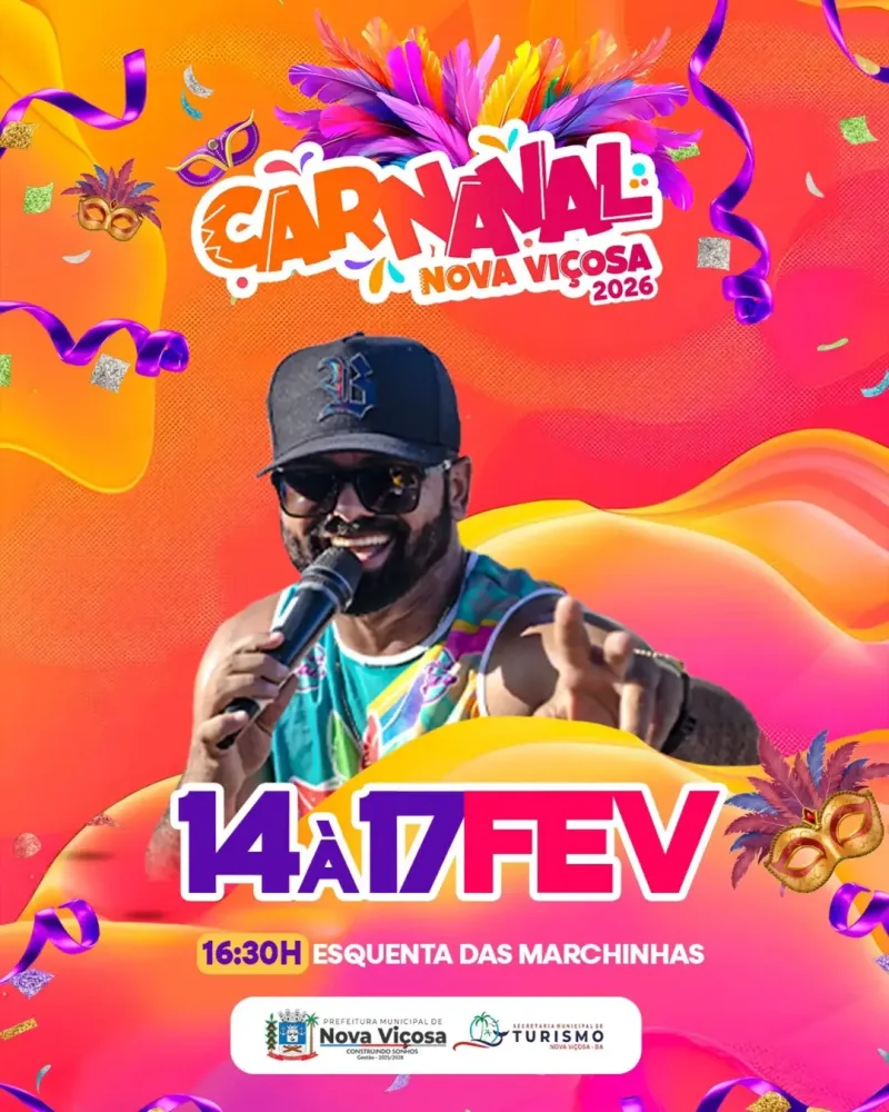 Nova Viçosa divulga programação oficial do Carnaval 2026