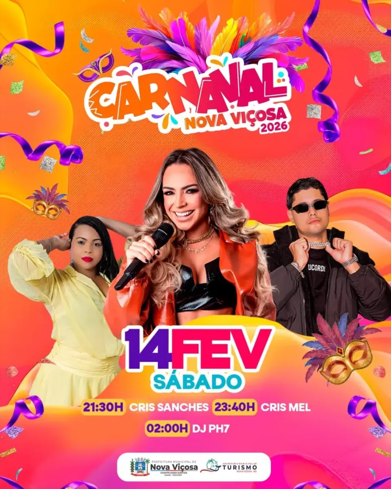 Nova Viçosa divulga programação oficial do Carnaval 2026